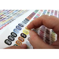Stickers with embroidery thread or beads numbers